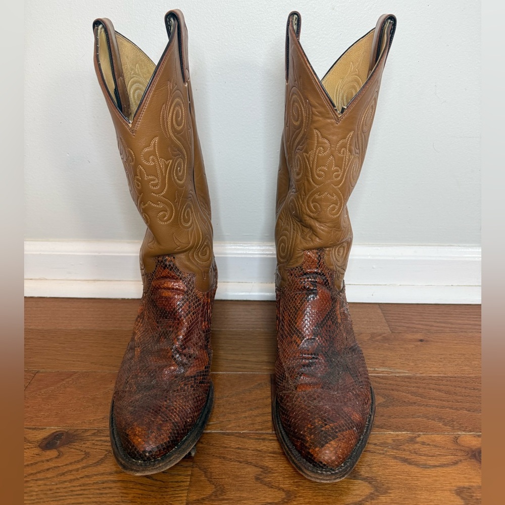 Justin Men’s Leather and Snake Skin Western Boots - Picture 3 of 16